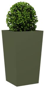 Donica ogrodowa, oliwkowozielona, 45x45x75 cm, stalowa