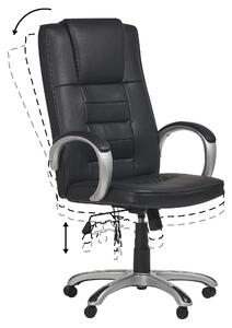Fotele z masażem ekoskóra obrotowy podgrzewanym siedzeniem biuro czarny Grandeur II Beliani