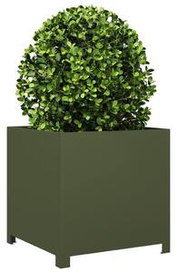 Donica ogrodowa, oliwkowozielona, 50x50x50 cm, stalowa