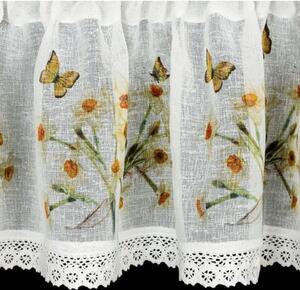 Firana gotowa EUROFIRANY Flora 150 x 30 cm BiaÅo-Å¼Ã³Åty