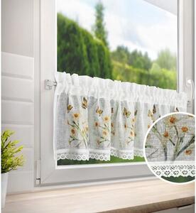 Firana gotowa EUROFIRANY Flora 150 x 30 cm BiaÅo-Å¼Ã³Åty