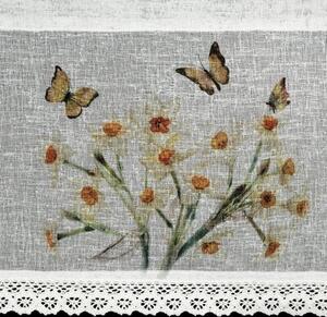Firana gotowa EUROFIRANY Flora 150 x 30 cm BiaÅo-Å¼Ã³Åty