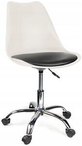 Białe krzesło na kółkach z czarną poduszką - Fosi 3X