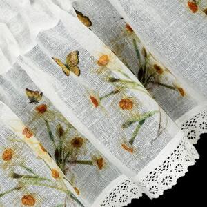Firana gotowa EUROFIRANY Flora 150 x 30 cm BiaÅo-Å¼Ã³Åty