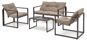 Beżowy zestaw ogrodowy sofa + 2 fotele + ława - Zovo