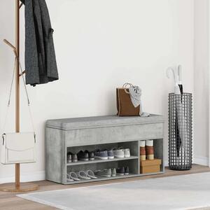 Ławka z miejscem na buty, szarość betonu, 102x30,5x45 cm