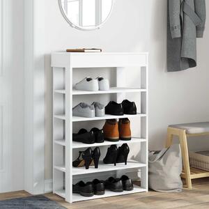 Stojak na buty, biała, 60x30x98 cm, materiał drewnopochodny