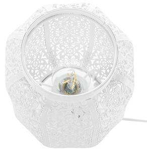 Nowoczesna lampka stołowa nocna metalowa 27 cm ażurowa biała Somes Beliani