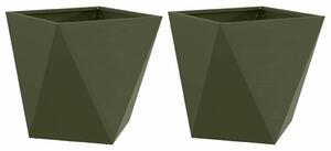 Donica 2 pcs Zielony oliwkowy 40 x 40 x 40 cm Stal