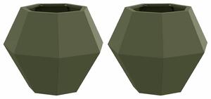 Donica 2 pcs Zielony oliwkowy 50 x 50 x 40 cm Stal