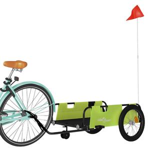 Przyczepka rowerowa, zielono-czarna, tkanina Oxford i żelazo