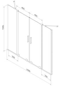 Mexen Velar Duo parawan nawannowy 2-skrzydłowy rozsuwany 140 x 150 cm, grafit, czarny - 896-140-000-42-70