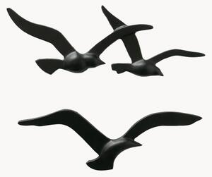 Komplet dekoracji ściennych z metalu Birdy, 2 elem