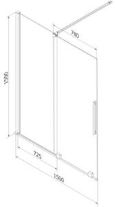 Mexen Velar parawan nawannowy 2-skrzydłowy rozsuwany 150 x 150 cm, szron, złoty szczotkowany - 896-150-000-31-55