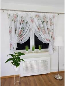 Firana z etaminy z falbankÄ i taÅmÄ cyrkonii - 300x160 cm