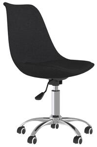 Obrotowe krzesło stołowe, czarne, obite tkaniną