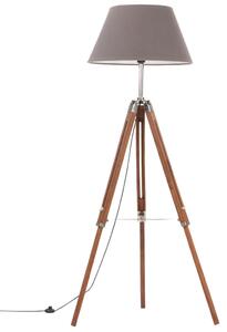 Lampa podłogowa na trójnogu, brązowo-szara, tek, 141 cm