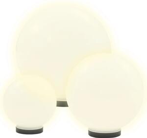 Lampy zewnętrzne LED, 3 szt., kule 20/30/40 cm, PMMA