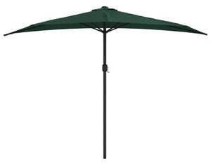 Półparasol balkonowy na słupku z aluminium, 300x155 cm, zielony