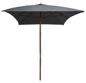 Parasol ogrodowy na drewnianym słupku, 200x300 cm, antracytowy