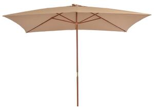 Parasol ogrodowy na drewnianym słupku, 200x300 cm, taupe