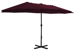 Parasol ogrodowy na słupku aluminiowym, 460 x 270 cm, bordowy