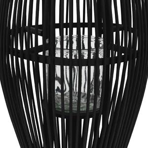 Wiszący lampion na świece, bambusowy, czarny, 60 cm
