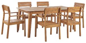 Rustykalny zestaw jadalniany ogrodowy drewno akacjowe stół 6 krzeseł Fornelli Beliani