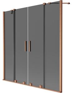 Mexen Velar Duo parawan nawannowy 2-skrzydłowy rozsuwany 160 x 150 cm, grafit, miedź szczotkowana - 896-160-000-42-65