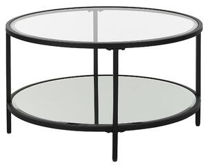Nowoczesny okrągły stolik kawowy szkło hartowane ø 70 cm z półką czarny Birney Beliani