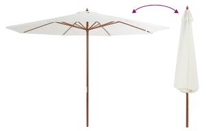 Parasol ogrodowy na drewnianym słupku, 350 cm, piaskowa biel