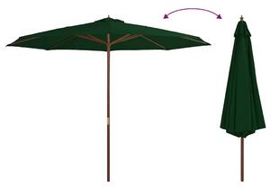 Parasol ogrodowy na drewnianym słupku, 350 cm, zielony