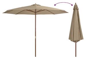 Parasol ogrodowy na drewnianym słupku, 350 cm, taupe
