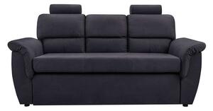 Czarna sofa 3 osobowa na sprężynach ANIDA z funkcją spania i regulowanymi zagłówkami
