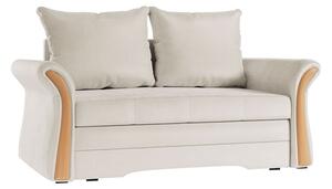 Nowoczesna, rozkładana, dwuosobowa sofa z funkcją spania w kremowym kolorze do salonu - PRATO