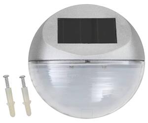 Solarne lampy ścienne LED do ogrodu, 24 szt., okrągłe, srebrne