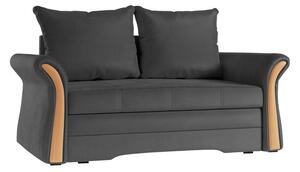 Funkcjonalna, modna sofa dwuosobowa z pojemnikiem na pościel, ciemnoszara - PRATO