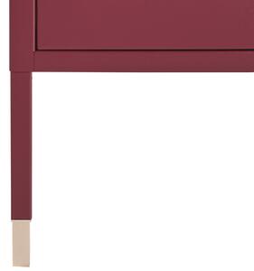 Nowoczesna szafka nocna stalowa z drzwiczkami z siatki bordowa Ossett Beliani