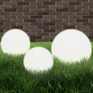 Zestaw 6 kulistych lamp ogrodowych LED, 20/30/40 cm, PMMA