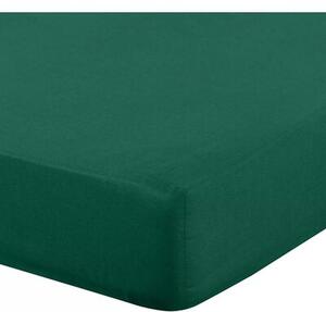Prześcieradło EUROFIRANY Basic z gumką 160 x 200 cm Butelkowy zielony