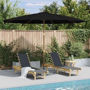 Parasol ogrodowy na drewnianym słupku, 350 cm, czarny