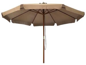 Parasol ogrodowy na drewnianym słupku, 330 cm, taupe
