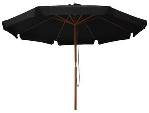 Parasol ogrodowy na drewnianym słupku, 330 cm, czarny