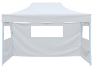 Rozkładany namiot imprezowy z 3 ściankami, 291x413x315 cm, biały