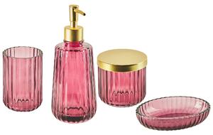 Zestaw akcesoriów łazienkowych szklant 4 częsciowy różowy Cardena Beliani