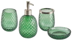 Zestaw akcesoriów łazienkowych szklant 4 częsciowy zielony Canoa Beliani
