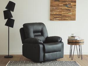 Fotel tapicerowany rozkładany ekoskóra z podnóżkiem grube siedzisko czarny Bergen Beliani