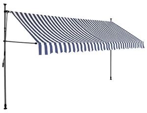 Ręcznie zwijana markiza z LED, 400 cm, niebiesko-biała