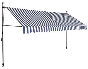 Ręcznie zwijana markiza z LED, 350 cm, niebiesko-biała