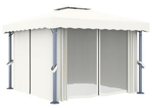 Altana ogrodowa z zasłonami, 3 x 3 m, kremowa, aluminium